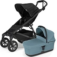 Thule Urban Glide 4 wheel MIDI set s korbou Black sporťák + Mid Blue korbička